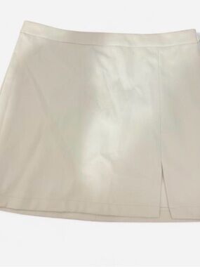 White Mini Skirt with Front Slit